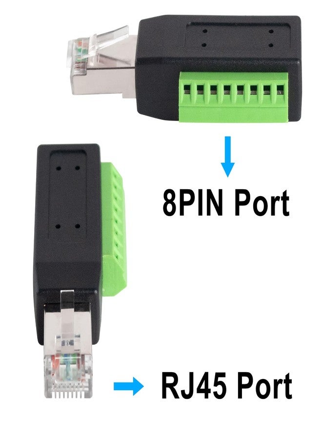 Poyiccot RJ45 Screw Terminal Breakout Board Adapter, 90 Degree RJ45 Screw Terminal Connector, Network Ethernet Adapter 8P8C Male to 8 Pin AV Extender for CCTV, Cat5, Cat6 (2-Pack) - Image 2